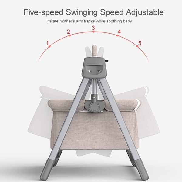 Baby Safe Bed - Dark Gray Electric Swing Rocking Chair With Adjustable Bedside Cribs, Automatic Rocking Recliner Crib Basket, Best Bed For Infant Newborn Unisex(Khaki) - Image 5