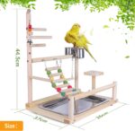 Holzsammlung Wooden Bird Parrot Play Stand/Playground/Gym/Activity Center/Toy Set,with Perches, Ladders, and Swing,for Eclectus Sun Conure Scarlet Macaw Cockatoo Monk Parakeet Quaker-B09 - Image 2