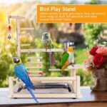 Holzsammlung Wooden Bird Parrot Play Stand/Playground/Gym/Activity Center/Toy Set,with Perches, Ladders, and Swing,for Eclectus Sun Conure Scarlet Macaw Cockatoo Monk Parakeet Quaker-B09 - Image 4