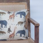 Linen Loft Zoo Animals Cushion Cover. Giraffes, Elephants, Tigers, and Monkeys. Double Sided, 43cm (17") Square Pillow. 100% Cotton. Nursery Kids Accessory. - Image 4