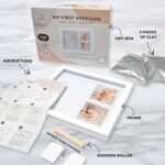 Baby Safe Hand and Footprint Frame Kit, 0-3 Years Newborn Boy & Girl, DIY Non-Sticky Clay Imprint Personalised Keepsake Gifts Milestone Baby Picture Frames Registry Nursery Decor Casting Kit - Image 2