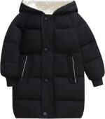 liangp Girl Hooded Kids Zipper Coat Warm Windproof Jacket Winter Warm Parka Coats Padded Long Overcoat Lightweight Outerwear