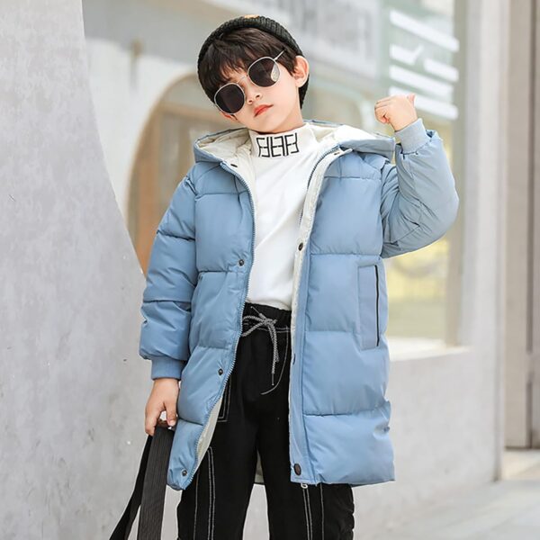 liangp Girl Hooded Kids Zipper Coat Warm Windproof Jacket Winter Warm Parka Coats Padded Long Overcoat Lightweight Outerwear - Image 3