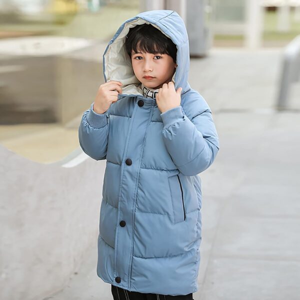 liangp Girl Hooded Kids Zipper Coat Warm Windproof Jacket Winter Warm Parka Coats Padded Long Overcoat Lightweight Outerwear - Image 4