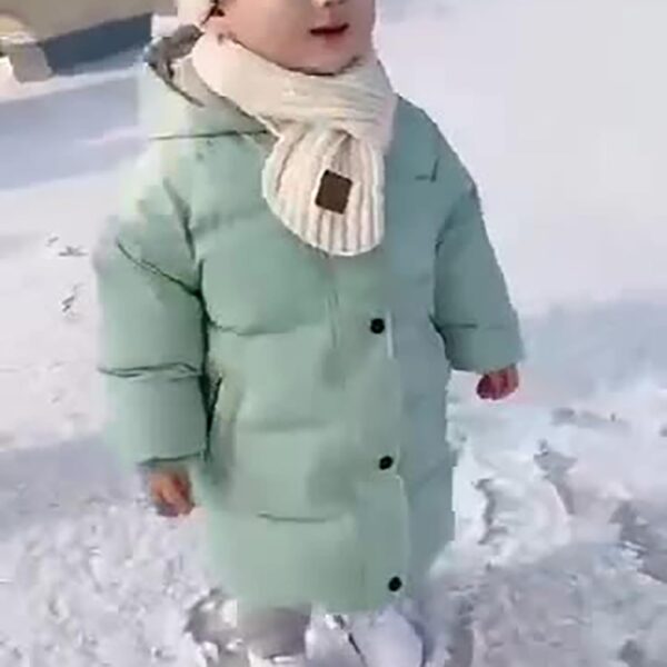 liangp Girl Hooded Kids Zipper Coat Warm Windproof Jacket Winter Warm Parka Coats Padded Long Overcoat Lightweight Outerwear - Image 5