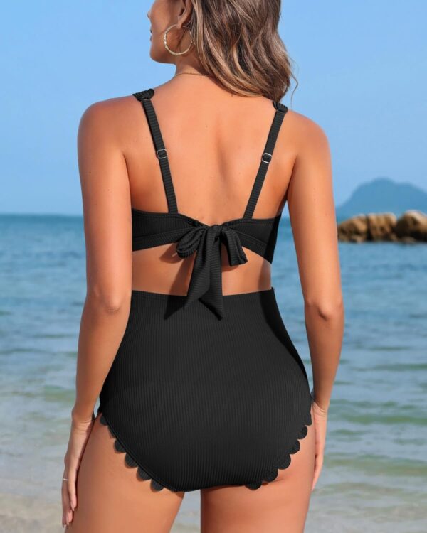 Charmo High Waisted Maternity Swimsuit Bikini Set Pregnancy Bathing Suits Push Up Two Piece Swimwear - Image 2