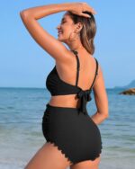 Charmo High Waisted Maternity Swimsuit Bikini Set Pregnancy Bathing Suits Push Up Two Piece Swimwear - Image 3
