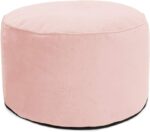 rucomfy Beanbags Luxury Round Velvet Pouffe Bean Bag. Large Footstool Ottoman. Home Furniture Decor or Bed Room Foot Rest. Lightweight & Durable W55cm x H38cm (Pink)
