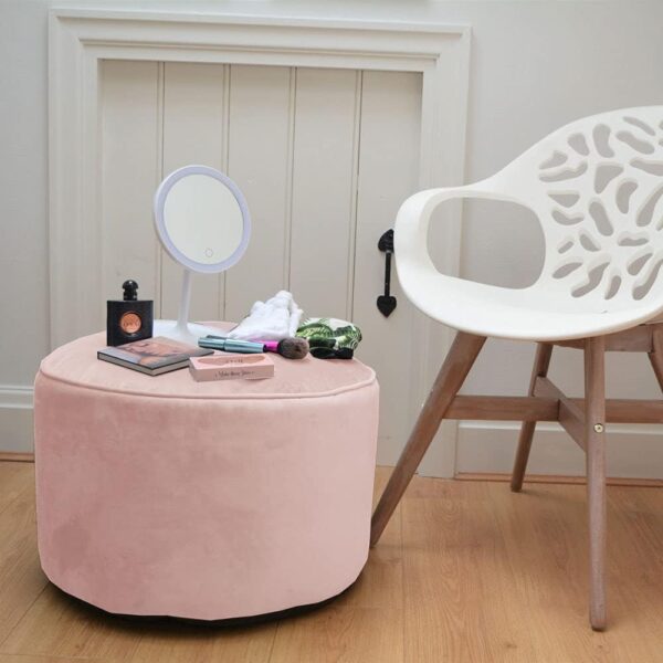 rucomfy Beanbags Luxury Round Velvet Pouffe Bean Bag. Large Footstool Ottoman. Home Furniture Decor or Bed Room Foot Rest. Lightweight & Durable W55cm x H38cm (Pink) - Image 3