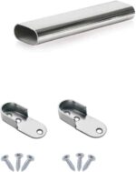 Oval Rail Wardrobe Polished Chrome Hanging Tube Metal Closet Organizer Cut to Size + END SUPPORTS and SCREWS by MKGT® (600mm (0.6m) ~23.6″)