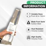 Oval Rail Wardrobe Polished Chrome Hanging Tube Metal Closet Organizer Cut to Size + END SUPPORTS and SCREWS by MKGT® (600mm (0.6m) ~23.6″) - Image 3