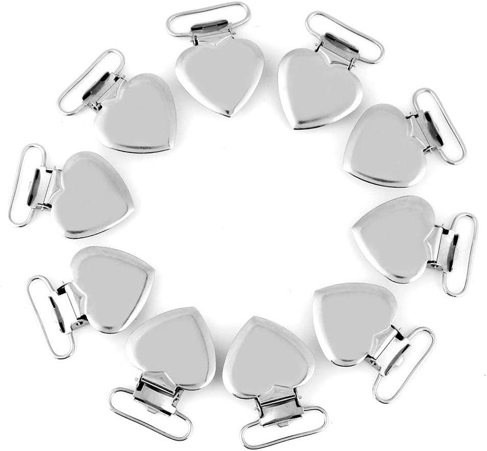 1740747821_61zl6uHrWHL._AC_SL1001_.jpg Pacifier Suspender Clips,Tyenaza 10Pcs Heart Pacifier Clips Metal Pacifier Holder for Soother, Pacifier, Dummy,Bib, DIY - Image 1