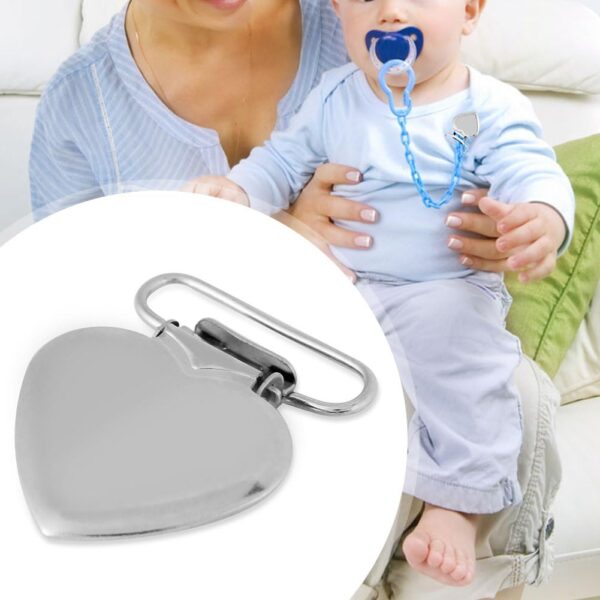 Pacifier Suspender Clips,Tyenaza 10Pcs Heart Pacifier Clips Metal Pacifier Holder for Soother, Pacifier, Dummy,Bib, DIY - Image 3