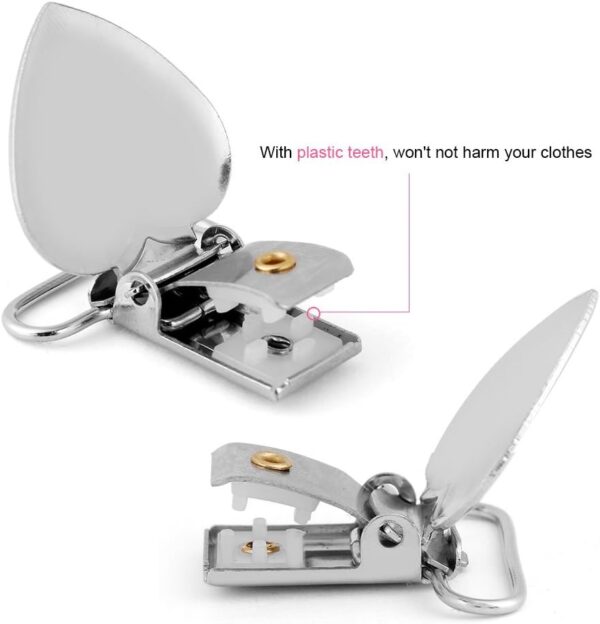 Pacifier Suspender Clips,Tyenaza 10Pcs Heart Pacifier Clips Metal Pacifier Holder for Soother, Pacifier, Dummy,Bib, DIY - Image 6