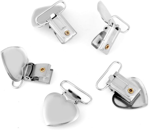 Pacifier Suspender Clips,Tyenaza 10Pcs Heart Pacifier Clips Metal Pacifier Holder for Soother, Pacifier, Dummy,Bib, DIY - Image 7