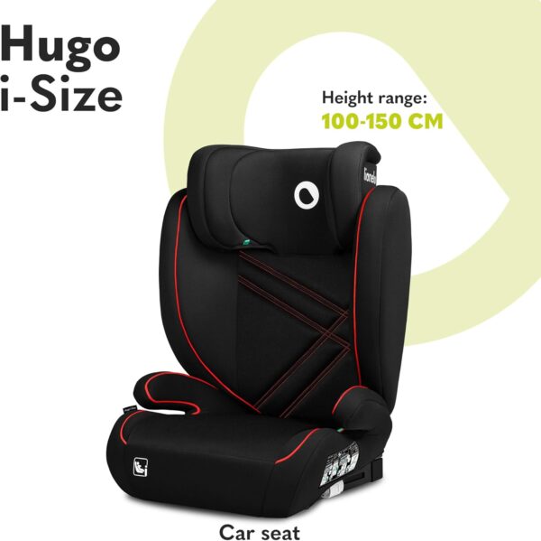 Lionelo Hugo i-Size Child Car Seat with ISOFIX & Belt Mount for Kids Group 2-3(100-150cm) Latest R129 Standard, 8 Level Headrest, Memory Foam, Armrests, Advanced Side Protection, Washable upholstry - Image 2