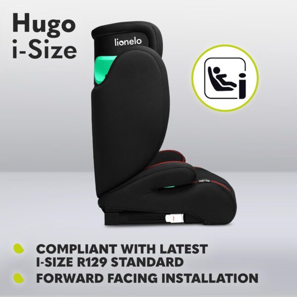 Lionelo Hugo i-Size Child Car Seat with ISOFIX & Belt Mount for Kids Group 2-3(100-150cm) Latest R129 Standard, 8 Level Headrest, Memory Foam, Armrests, Advanced Side Protection, Washable upholstry - Image 5