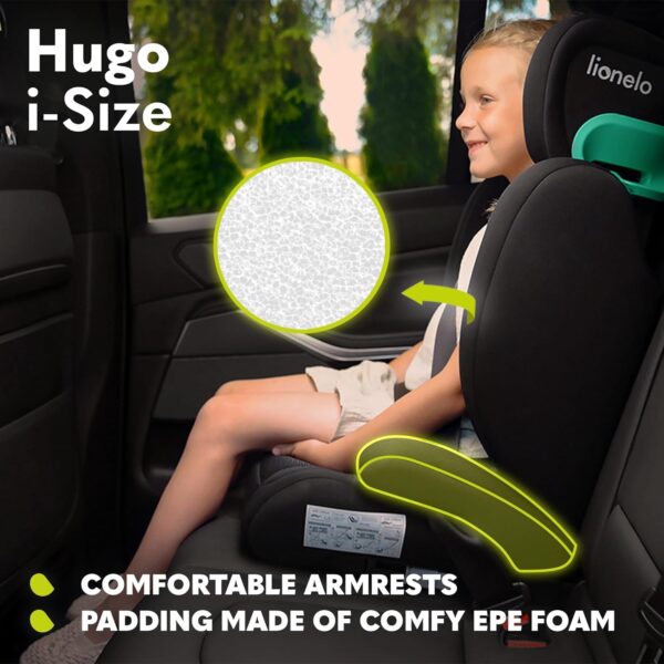 Lionelo Hugo i-Size Child Car Seat with ISOFIX & Belt Mount for Kids Group 2-3(100-150cm) Latest R129 Standard, 8 Level Headrest, Memory Foam, Armrests, Advanced Side Protection, Washable upholstry - Image 8