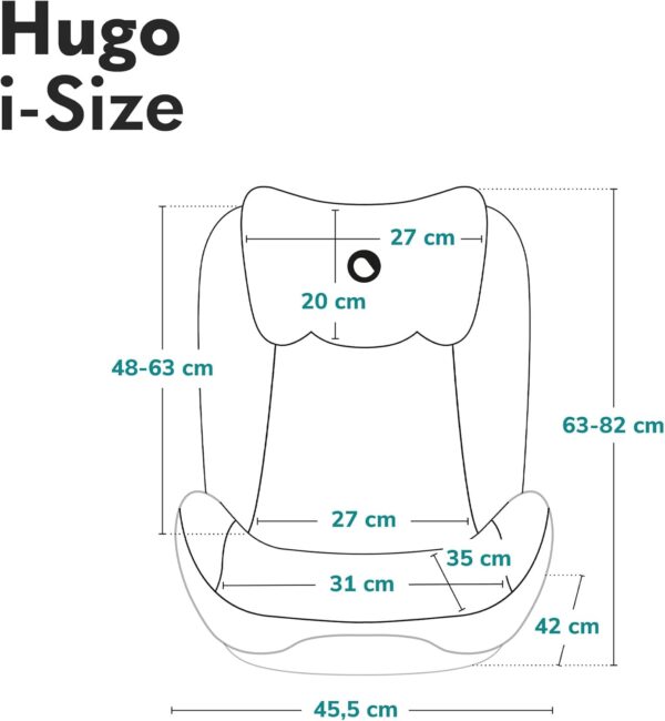 Lionelo Hugo i-Size Child Car Seat with ISOFIX & Belt Mount for Kids Group 2-3(100-150cm) Latest R129 Standard, 8 Level Headrest, Memory Foam, Armrests, Advanced Side Protection, Washable upholstry - Image 9