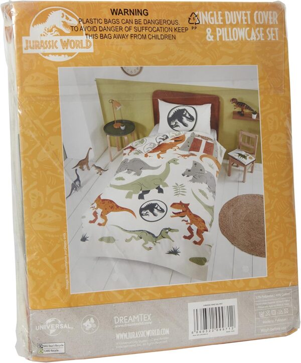 Coco Moon Jurassic World Dinosaur Duvet Bedding Set Ideal Boys and Toddler Dinosaurs Kids Bedroom Accessories Gifts Present (Single) - Image 6