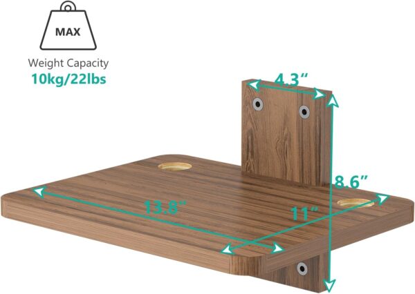 WALI Wall Mount Shelf, Holds Up to 10 kg, Wooden Floating TV Shelf DVD Shelf Projector Shelf Cable Box Shelf Router Shelf Game Shelf Media Shelf Living Room Shelf Wall Mount (CS201N), 1-Tier - Image 3