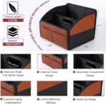 Car Front-Back Passenger Seat Organizer Box with Metal Handle - Portable Multi-Pocket Storage Caddy and Divided Holder for Travel Essentials, Leather Foldable Universal Floor Basket Kids - Image 4