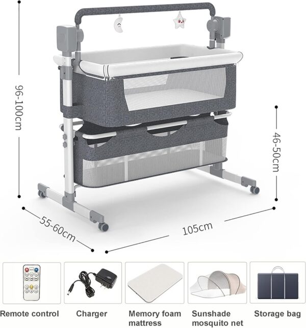 Electric Baby Swing And Bouncer For Infants - 3 In 1 Rocking Chair Cradle Bed with Music Player, Portable Rocker, 5 Gears Speed, 3 Gears Timing - Best Bedside Cribs For Infants To Toddler Unisex - Image 5