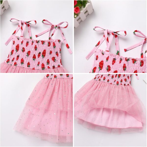 FYMNSI Baby Girls Toddler Kids Summer Spaghetti Straps Smocked Tiered Tulle Princess Dress with Headband Birthday Party Outfits - Image 5