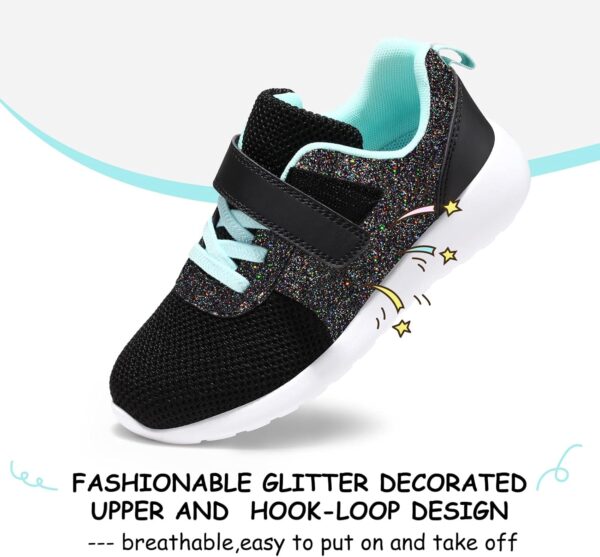 Girls Trainers Kids Athletic Shoes Toddlers Glitter Casual Lightweight Sneakers Sports Shoes Breathable Tennis Road Trail Running Shoes - Image 2
