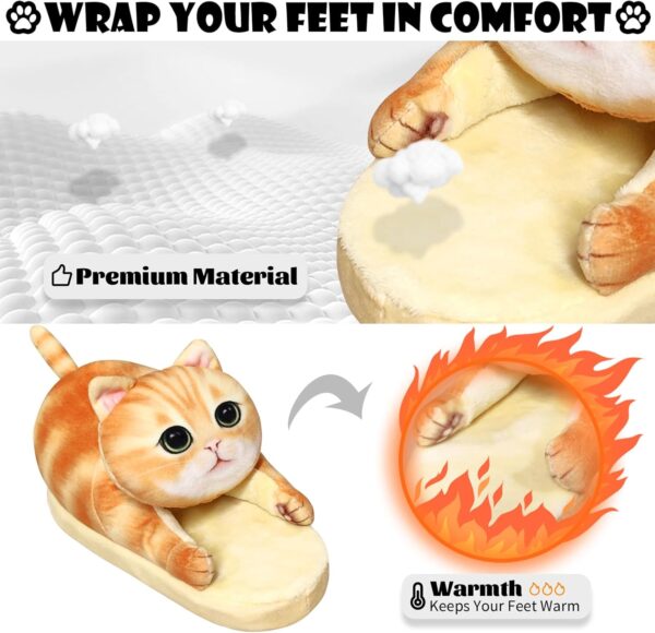 Openhahaha Kawaii Cat Slippers for Children, Men, Women, Warm Plush Winter Slippers, Animals, Soft, Comfortable - Image 2