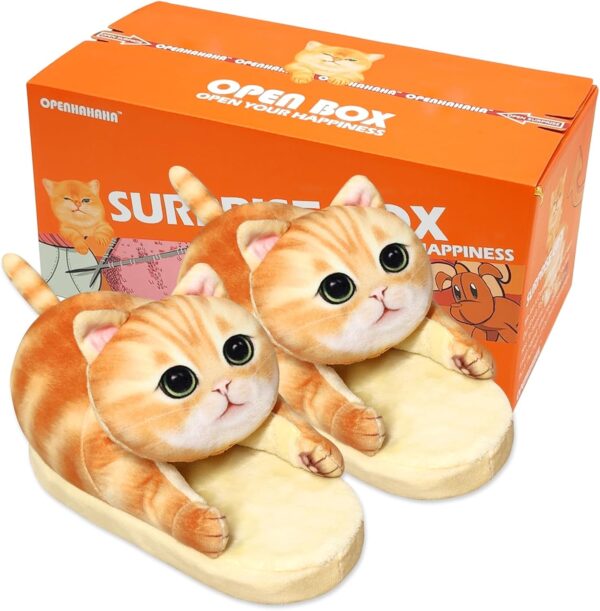 Openhahaha Kawaii Cat Slippers for Children, Men, Women, Warm Plush Winter Slippers, Animals, Soft, Comfortable - Image 7