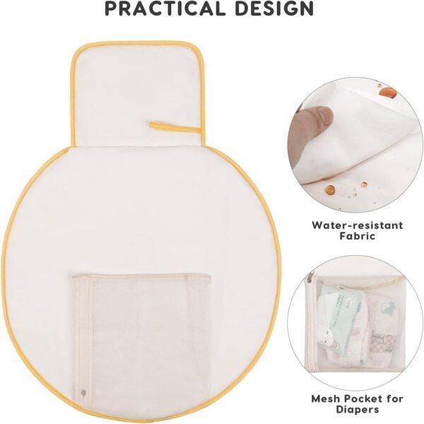 SONARIN Cute Portable Baby Changing Mat,Waterproof Folding Diaper Changing Pad Lightweight Travel Nappy Changing Mat Changing Station with Pocket for Newborns Infants(Fox) - Image 3