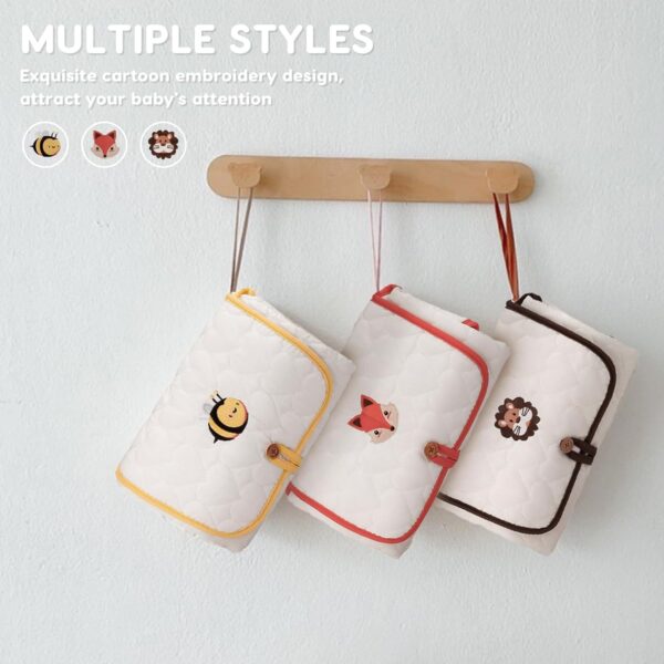 SONARIN Cute Portable Baby Changing Mat,Waterproof Folding Diaper Changing Pad Lightweight Travel Nappy Changing Mat Changing Station with Pocket for Newborns Infants(Fox) - Image 6