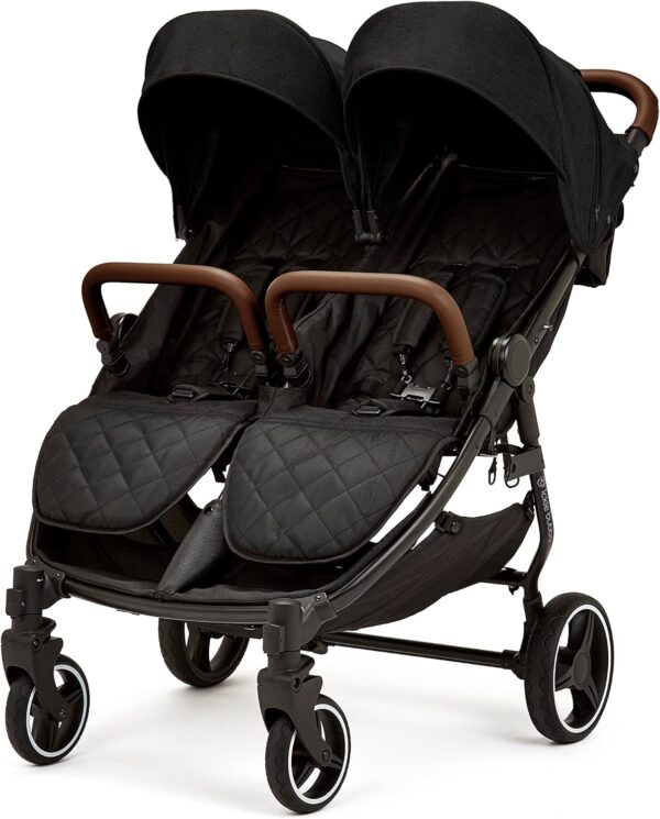 Ickle Bubba Venus Max Double Stroller - Black/Black/Tan - Image 2