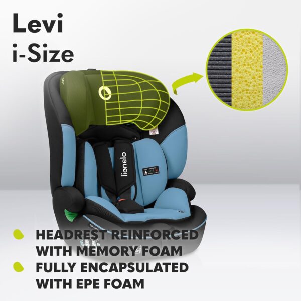 Lionelo Levi I-Size Adjustable Car Seat 9-36kg Transforms with Your Child from Infant to 12 Years Multi-Level headrest & Insert Enhanced Side Protection Easy Install & wash Certified - Image 8