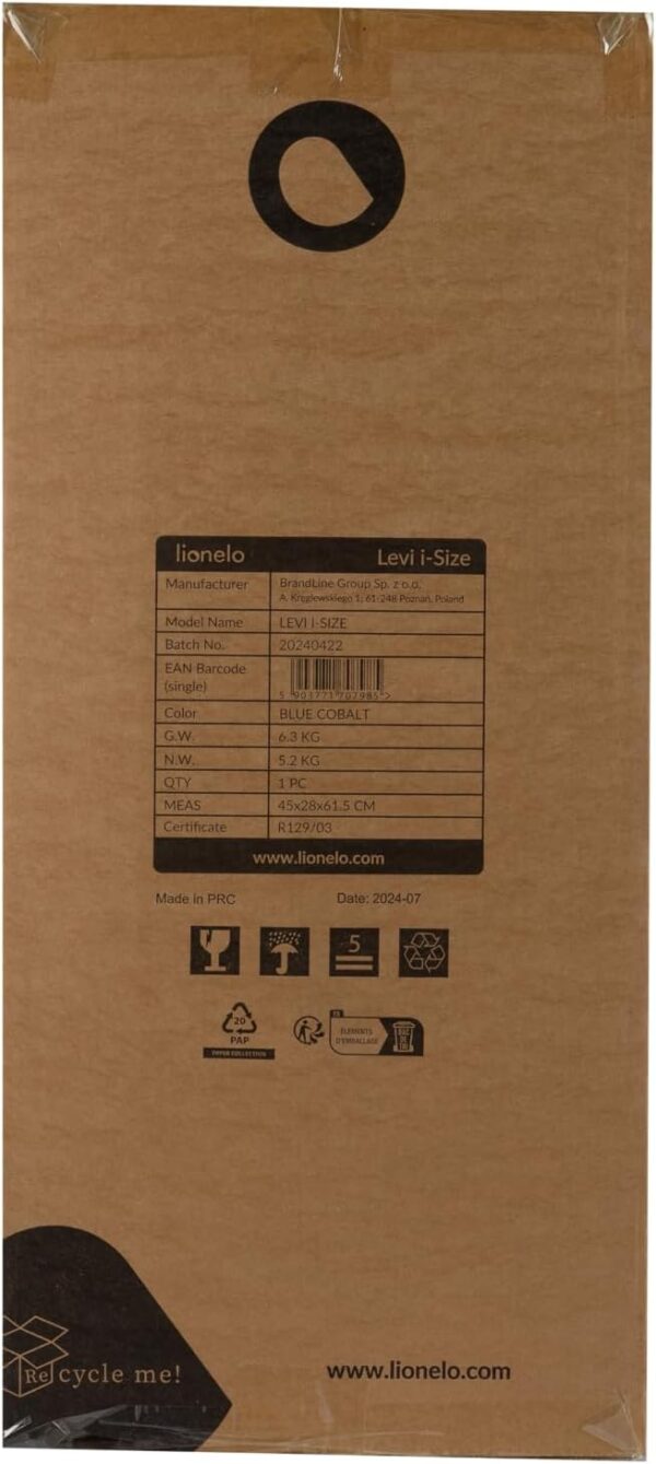 Lionelo Levi I-Size Adjustable Car Seat 9-36kg Transforms with Your Child from Infant to 12 Years Multi-Level headrest & Insert Enhanced Side Protection Easy Install & wash Certified - Image 11