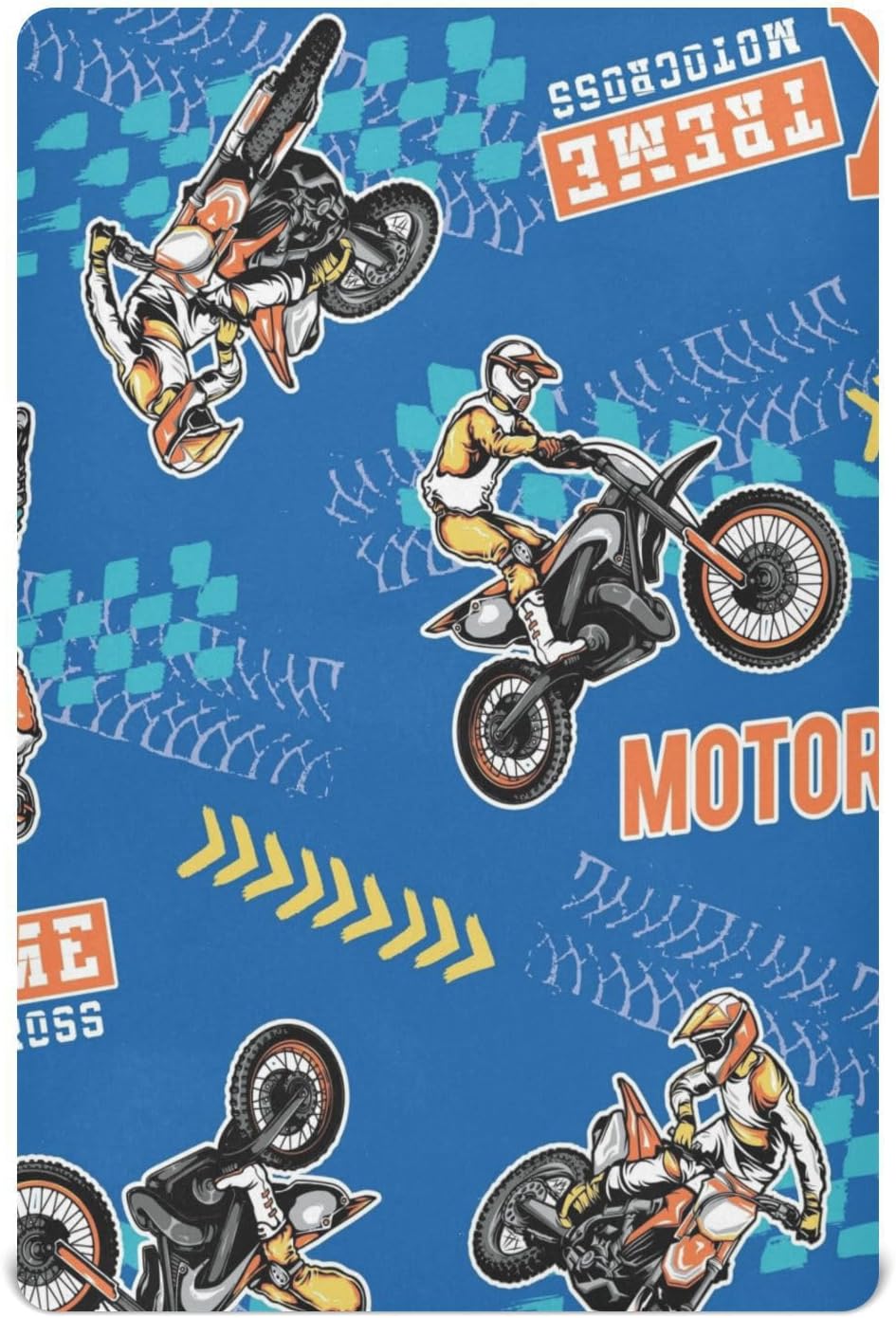 1740755951_71xFuNtyxqL._AC_SL1500_.jpg Kcldeci Baby Crib Sheets for Boys Girls Racing Motocross Toddler Bed Sheets Playard Mattress N Play Sheets M - Image 1