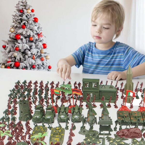 Interactive Soldier Playset - Soldier Toy Figures, Educational Action Figures | 100pcs Toy Weapons and Soldier Figures Set, Creative Play Accessories, Durable Soldier Men Toy Set for Kids Boys Girls - Image 2
