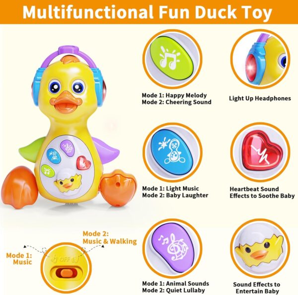 Yerloa Baby Toys 6 to 12 Months Gifts Christmas Birthday Present, Musical Duck Light Up Crawling Toys for Babies 6-12 0-6 Months Sensory Tummy Time Sound Toys for 7 8 9 10 11 Month 1 Year Old Boy Girl - Image 3