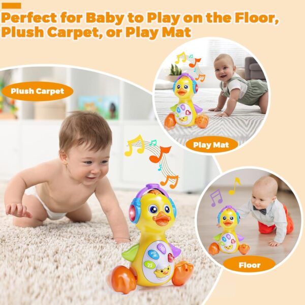 Yerloa Baby Toys 6 to 12 Months Gifts Christmas Birthday Present, Musical Duck Light Up Crawling Toys for Babies 6-12 0-6 Months Sensory Tummy Time Sound Toys for 7 8 9 10 11 Month 1 Year Old Boy Girl - Image 4
