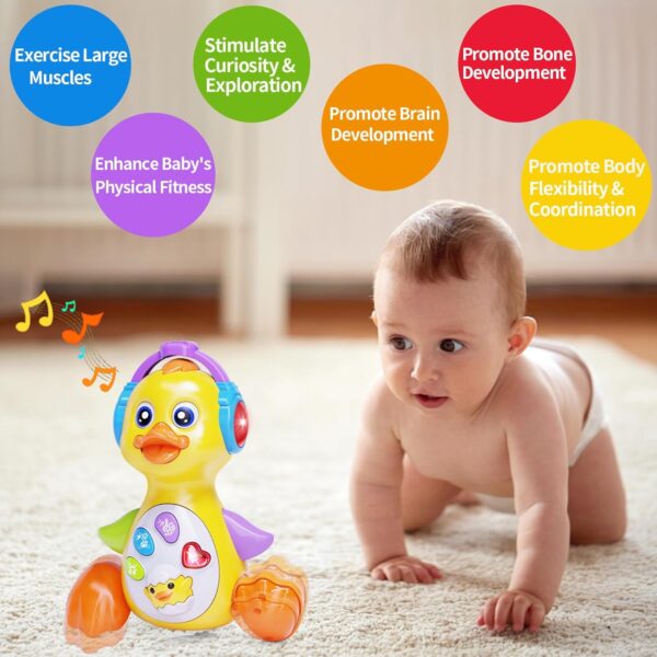 Yerloa Baby Toys 6 to 12 Months Gifts Christmas Birthday Present, Musical Duck Light Up Crawling Toys for Babies 6-12 0-6 Months Sensory Tummy Time Sound Toys for 7 8 9 10 11 Month 1 Year Old Boy Girl - Image 5