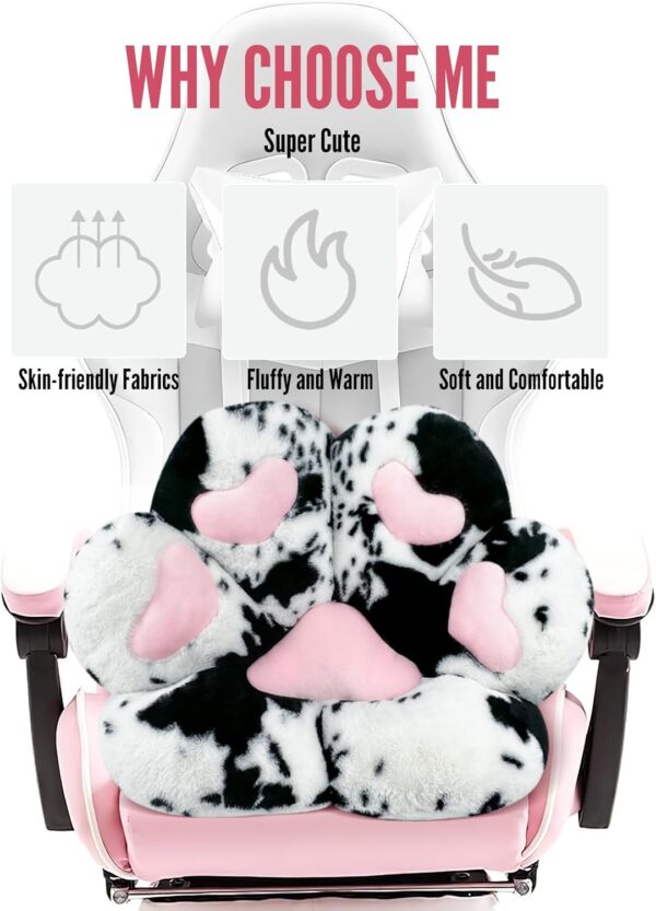 MOONBEEKI Cat Paw Cushion Chair Comfy Kawaii Chair Plush Seat Cushions Shape Lazy Pillow for Gamer Chair 28"x 24" Cozy Floor Cute Seat Kawaii for Girl Gift, Dining Room Bedroom Decorate (Milk Cow) - Image 2