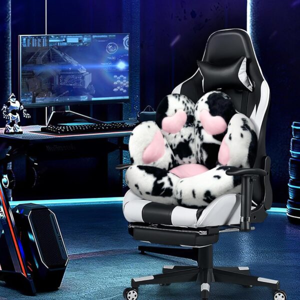 MOONBEEKI Cat Paw Cushion Chair Comfy Kawaii Chair Plush Seat Cushions Shape Lazy Pillow for Gamer Chair 28"x 24" Cozy Floor Cute Seat Kawaii for Girl Gift, Dining Room Bedroom Decorate (Milk Cow) - Image 5