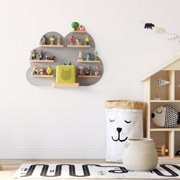 NOR28 Shelf Compatible for up to 33 Toniebox Figures - in Cloud Motif 40 x 55 x 19 cm for Boys and Girls | Children's Room, Magnetic, Can be Fixed as desired - Image 2