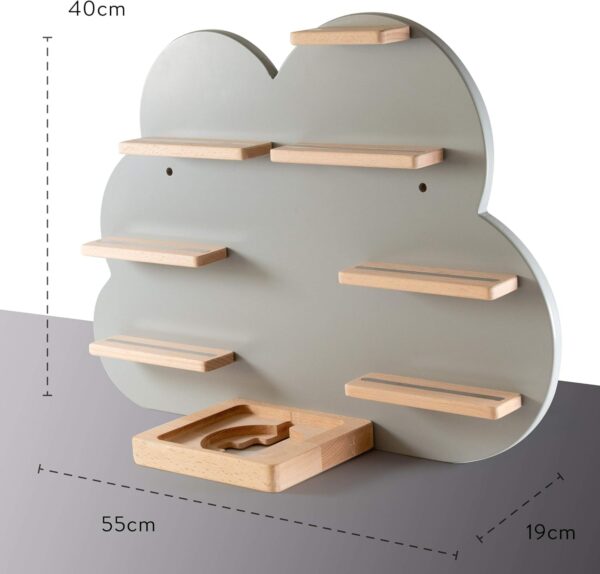 NOR28 Shelf Compatible for up to 33 Toniebox Figures - in Cloud Motif 40 x 55 x 19 cm for Boys and Girls | Children's Room, Magnetic, Can be Fixed as desired - Image 3