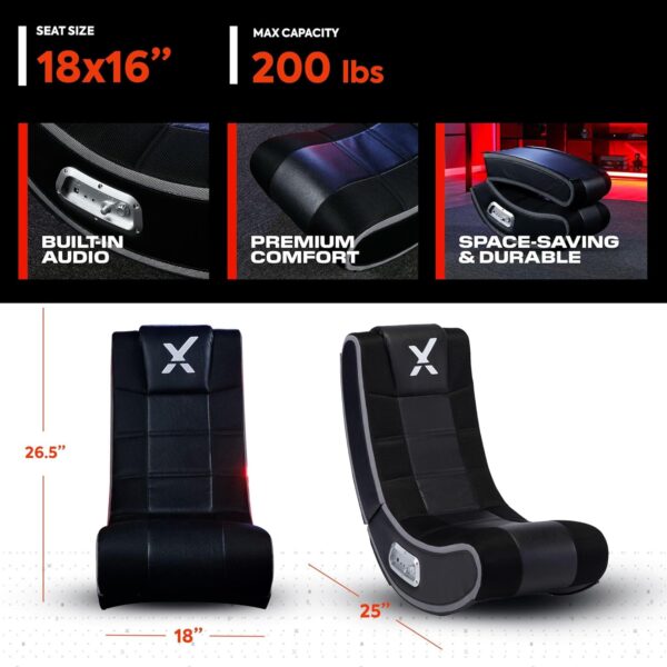 X Rocker SE 2.1 Floor Rocker - Bluetooth Gaming Chair with Immersive Audio with Speakers & Subwoofer - Ergonomic Design - Comfortable Floor Rocker Chair for Gaming & More - Black - Image 2