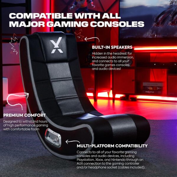X Rocker SE 2.1 Floor Rocker - Bluetooth Gaming Chair with Immersive Audio with Speakers & Subwoofer - Ergonomic Design - Comfortable Floor Rocker Chair for Gaming & More - Black - Image 4