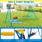 COSTWAY Swing Set, Heavy Duty Extra Large Metal Swing Frame with Platform Swing, Belt Swing, Baby Swing, Indoor Outdoor Playground Playset for Kids Toddlers - Image 6