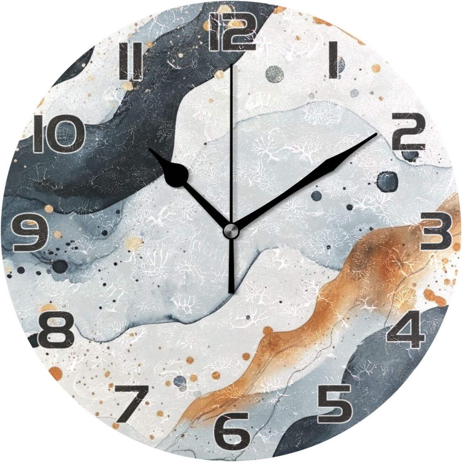 1740764230_71bmevurNIL._AC_SL1500_.jpg Ewusp Watercolor Pattern Wall Clock Battery Operated Silent Non-Ticking Clock Round Quartz Decorative Clock for Kitchen Living Room Bedroom Office School Nursery, 25x25 cm - Image 1
