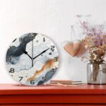 Ewusp Watercolor Pattern Wall Clock Battery Operated Silent Non-Ticking Clock Round Quartz Decorative Clock for Kitchen Living Room Bedroom Office School Nursery, 25x25 cm - Image 2